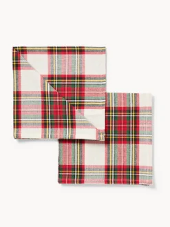 coincasa Tovaglie E Tovaglioli|Tovaglie E Runner Natalizi|Set 2 tovaglioli tartan in puro cotone tinto filo Multicolor