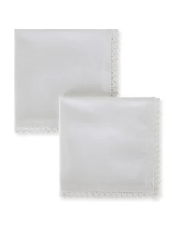 coincasa Biancheria Da Tavola|Tovaglie E Tovaglioli|Set 2 tovaglioli twill di cotone con pizzo Bianco