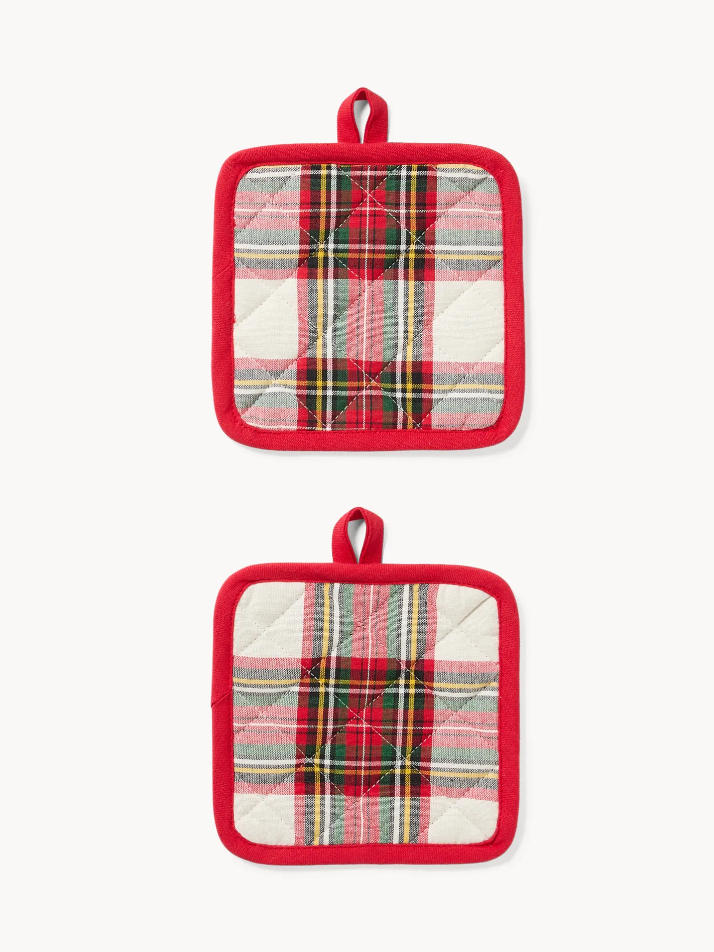 coincasa Presine E Guanti Da Cucina|Strofinacci E Presine Natalizie|Set di 2 presine tartan in puro cotone tinto filo Multicolor