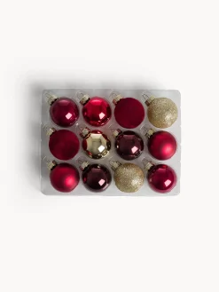 coincasa Palline|Set di 16 sfere decorazione per albero miste Rosso