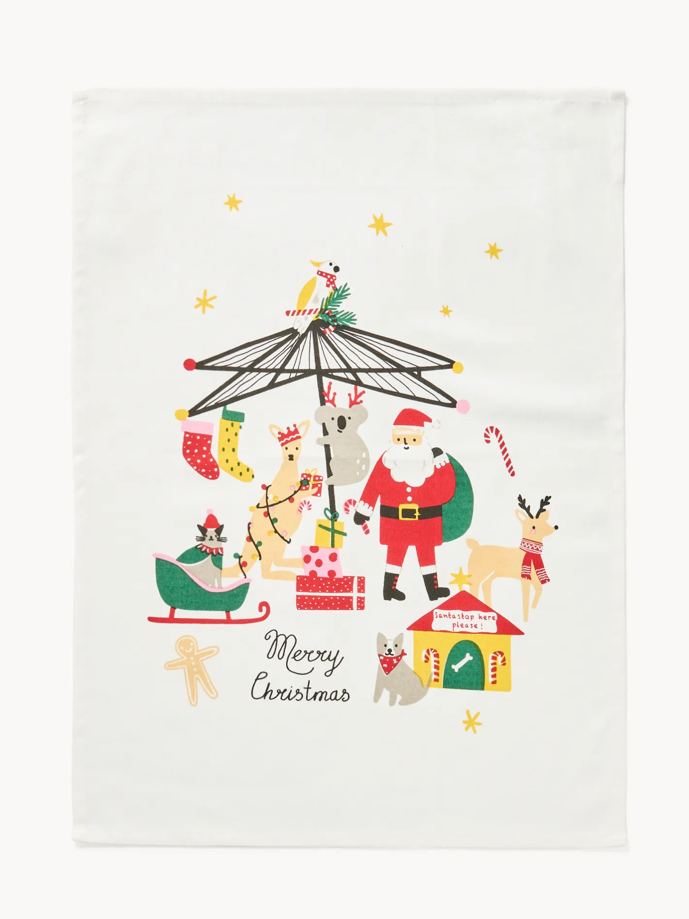 coincasa Grembiuli E Strofinacci|Strofinacci E Presine Natalizie|Set di 2 strofinacci natalizi in puro cotone Multicolor
