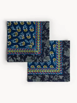 coincasa Biancheria Da Tavola|Tovaglie E Tovaglioli|Set di 2 tovaglioli in puro cotone stampa block print Blu scuro