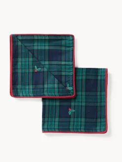 coincasa Tovaglie E Tovaglioli|Tovaglie E Runner Natalizi|Set di 2 tovaglioli in puro cotone con overlock a contrasto Blu