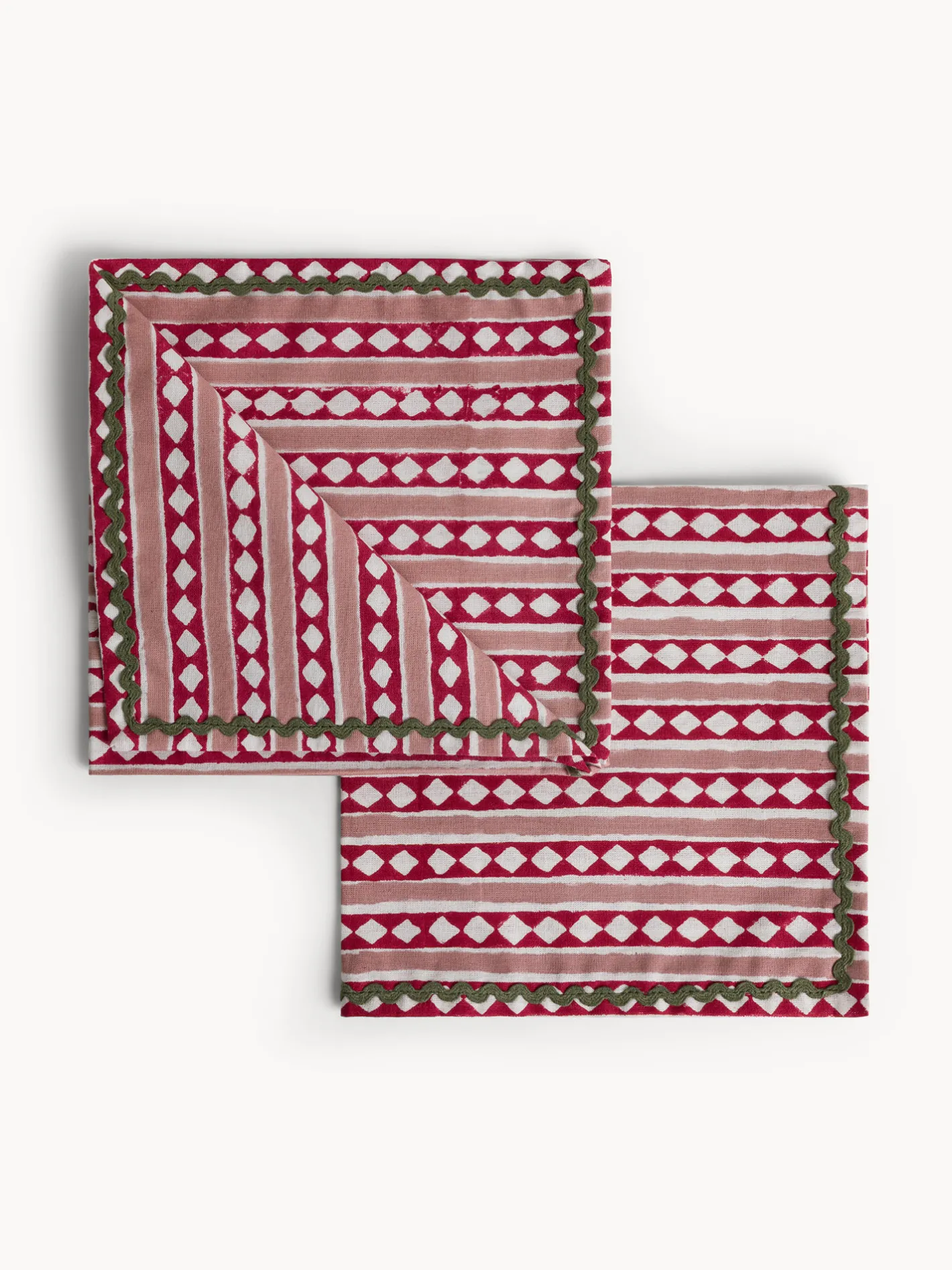 coincasa Biancheria Da Tavola|Tovaglie E Tovaglioli|Set di 2 tovaglioli in puro cotone con stampa block print Rosa