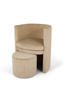 coincasa Divani Poltrone E Pouf|Set poltrona e sgabello in velluto Round Beige