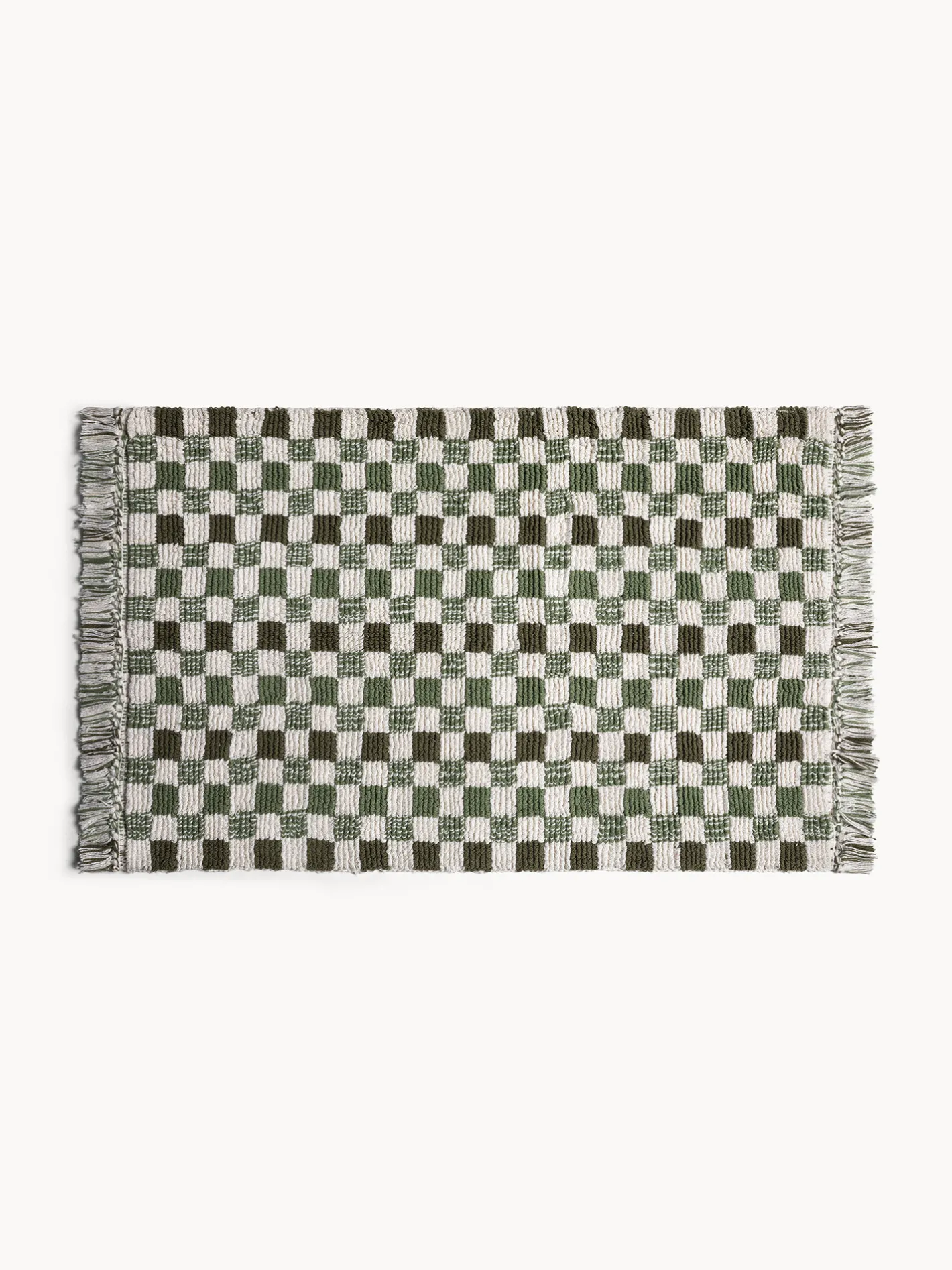 coincasa Tappeti Bagno|Tappeto bagno in cotone fantasia a scacchiera Verde