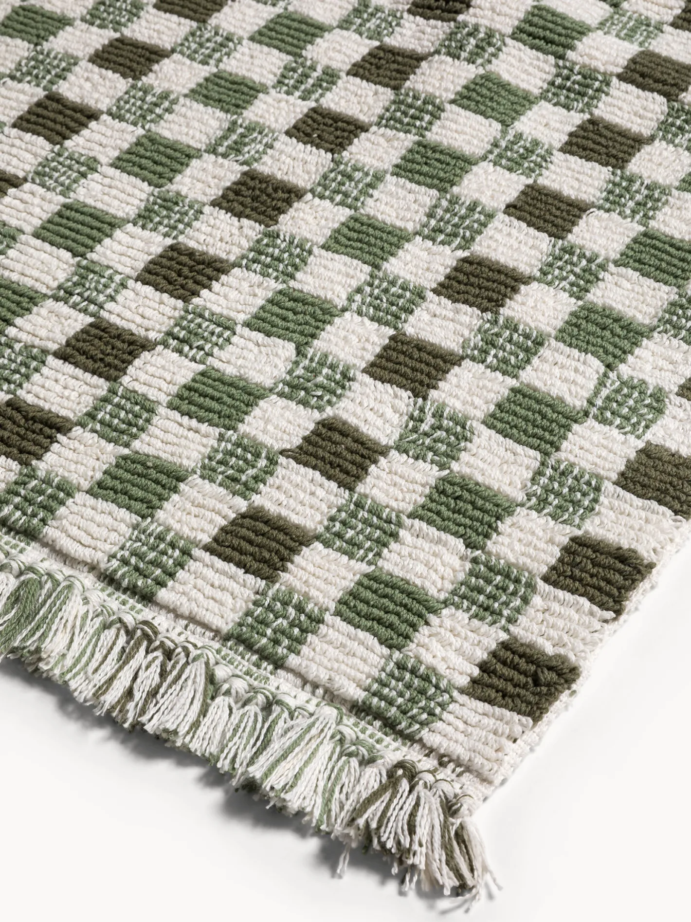 coincasa Tappeti Bagno|Tappeto bagno in cotone fantasia a scacchiera Verde