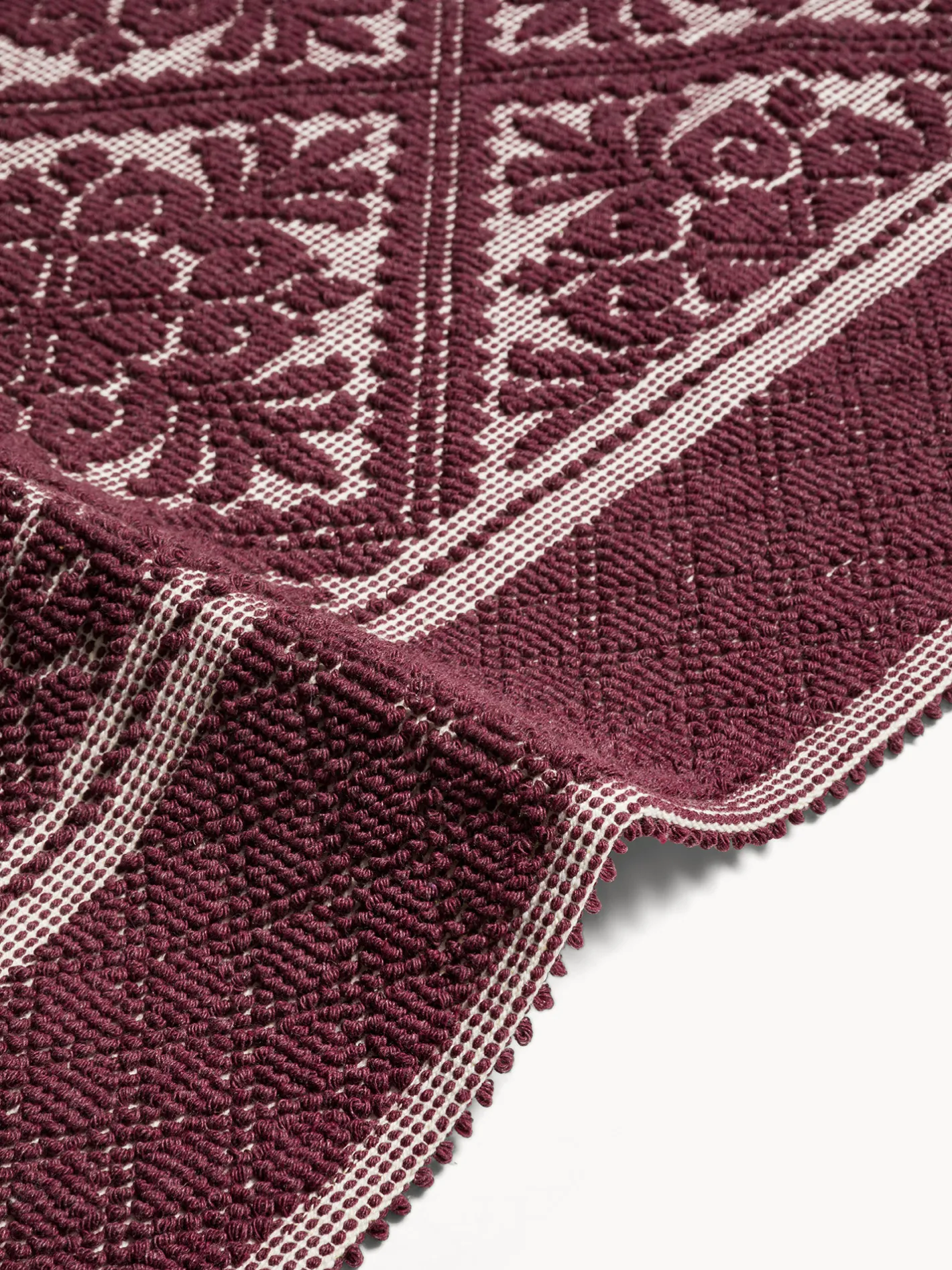 coincasa Tappeti Cucina|Tappeto da cucina sardo in puro cotone tinta unita Rosso bordeaux