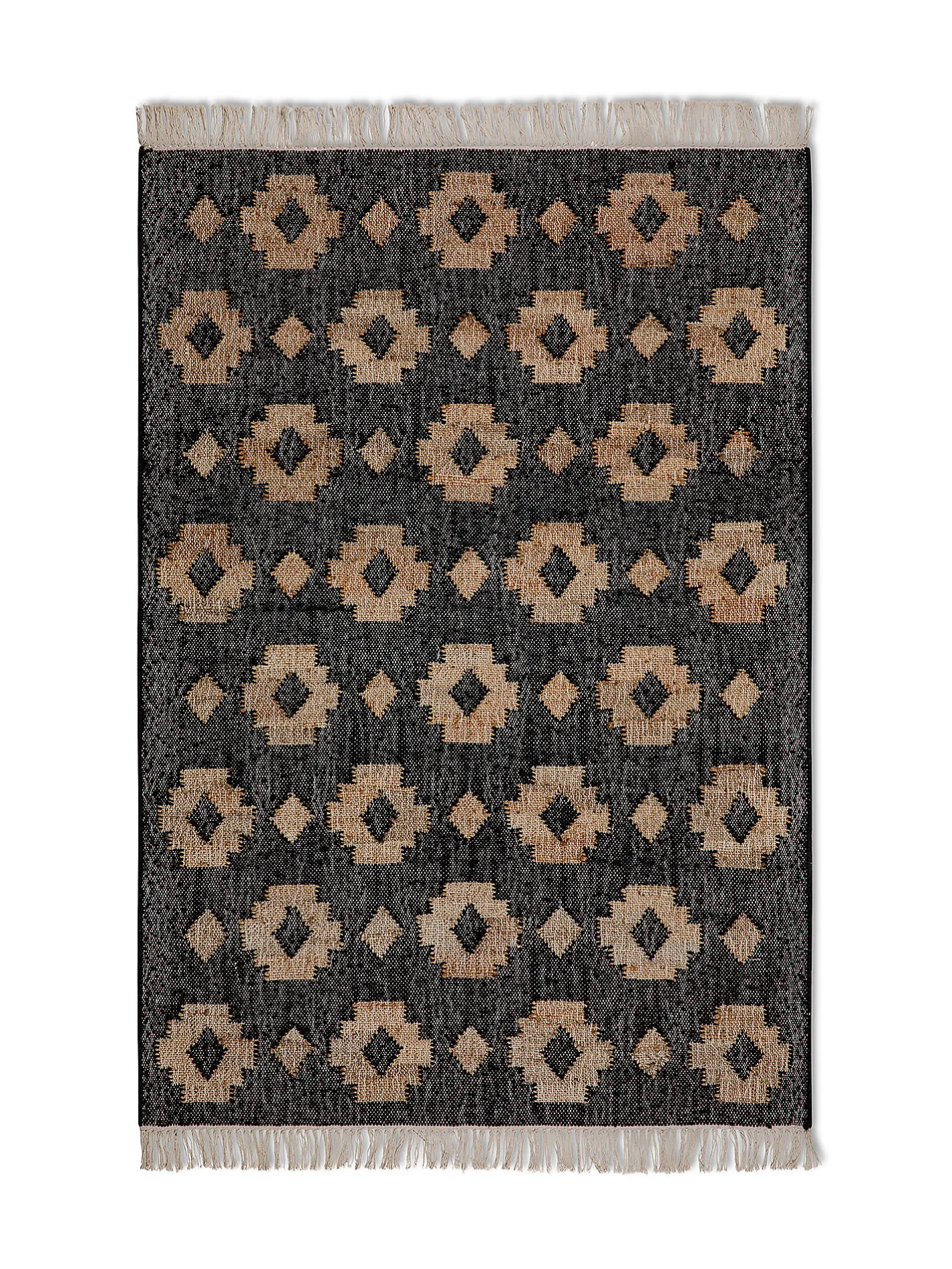 coincasa Tappeti|Tappeti Soggiorno|Tappeto juta motivo geometrico Nero