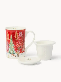 coincasa Teiere E Tisaniere|Tazze, Mug E Tazzine Natalizie|Tisaniera in new bone china alci vintage Rosso