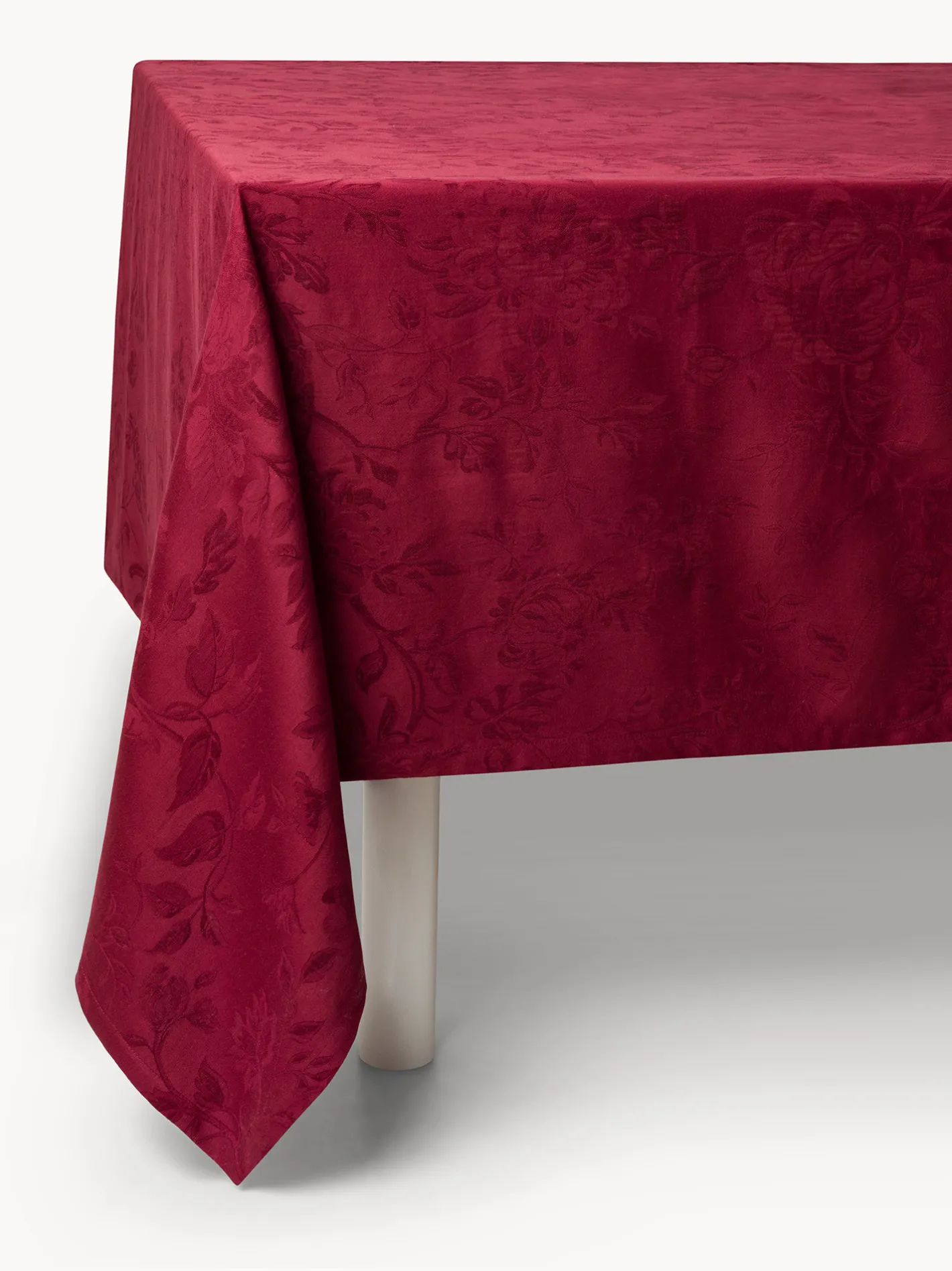 coincasa Biancheria Da Tavola|Tovaglie E Tovaglioli|Tovaglia in cotone e lino jacquard motivo floreale Rosso bordeaux