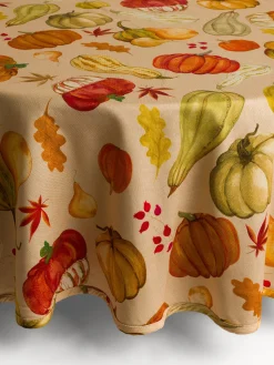 coincasa Biancheria Da Tavola|Tovaglie E Tovaglioli|Tovaglia in panama di puro cotone stampa zucche Beige