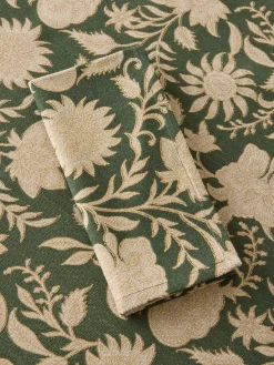 coincasa Tovaglie E Tovaglioli|Tovaglie E Runner Natalizi|Tovaglia in puro cotone con stampa manuale e dettagli d'oro Verde