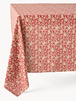 coincasa Tovaglie E Tovaglioli|Tovaglie E Runner Natalizi|Tovaglia in puro cotone con stampa manuale e dettagli d'oro Rosso