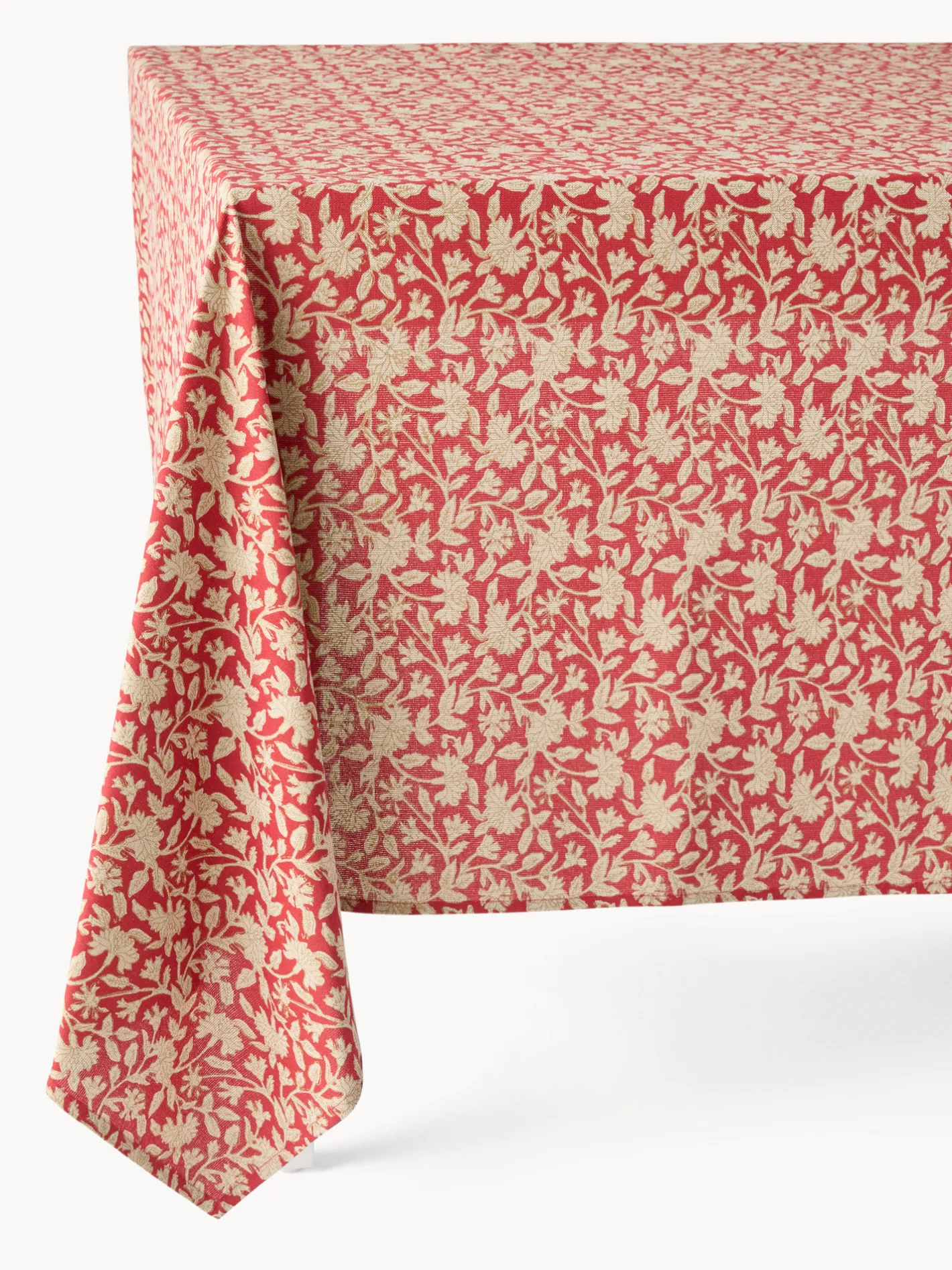 coincasa Tovaglie E Tovaglioli|Tovaglie E Runner Natalizi|Tovaglia in puro cotone con stampa manuale e dettagli d'oro Rosso