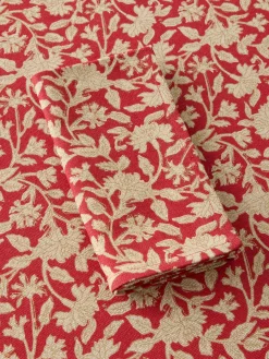 coincasa Tovaglie E Tovaglioli|Tovaglie E Runner Natalizi|Tovaglia in puro cotone con stampa manuale e dettagli d'oro Rosso