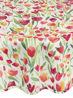 coincasa Biancheria Da Tavola|Tovaglie E Tovaglioli|Tovaglia rotonda panama di cotone stampa tulipani Multicolor