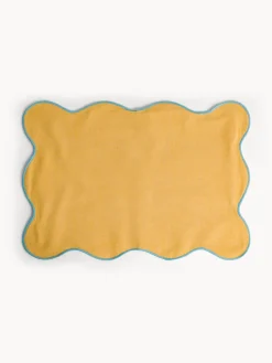 coincasa Biancheria Da Tavola|Tovagliette|Tovaglietta in cotone con bordi smerlati e overlock Giallo