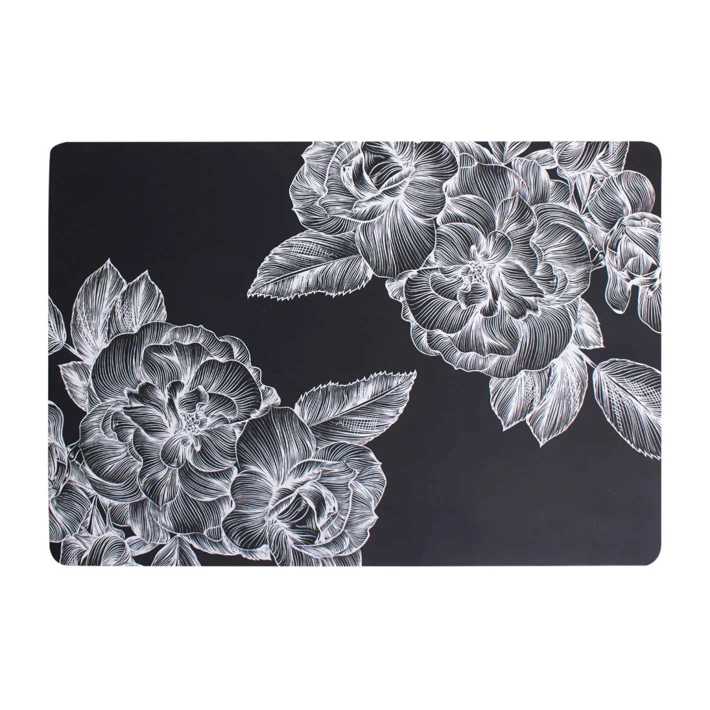 coincasa Biancheria Da Tavola|Tovagliette|Tovaglietta PVC motivo fiori Nero 1