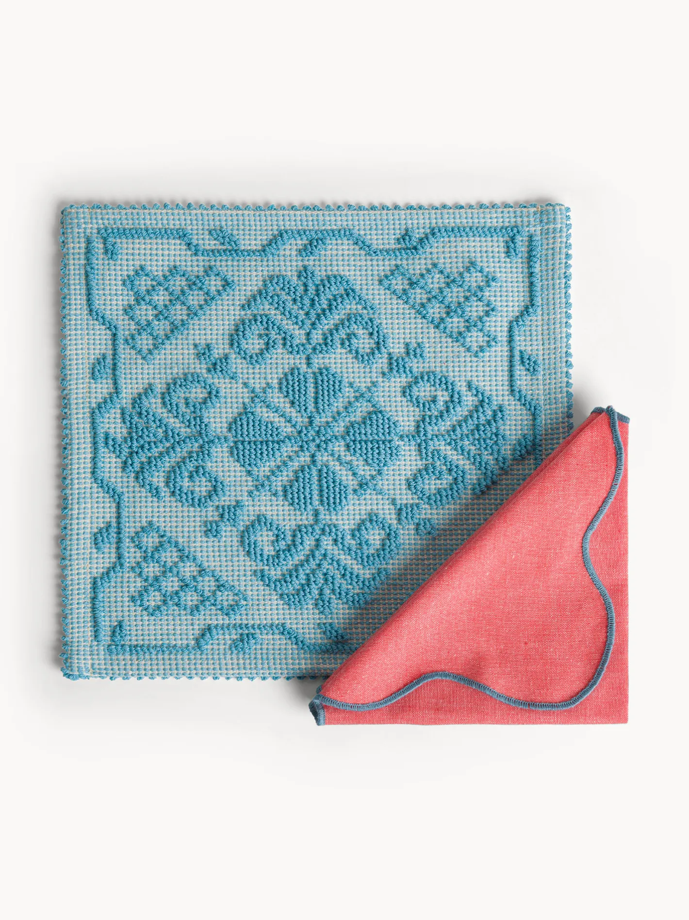 coincasa Biancheria Da Tavola|Tovagliette|Tovaglietta sarda in puro cotone tinta unita Azzurro