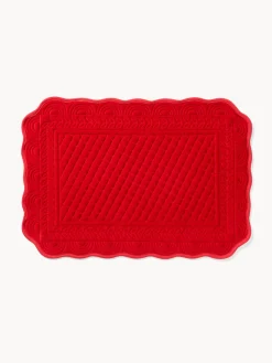 coincasa Tovagliette|Tovagliette Natalizie|Tovaglietta trapuntata in velluto di puro cotone Rosso