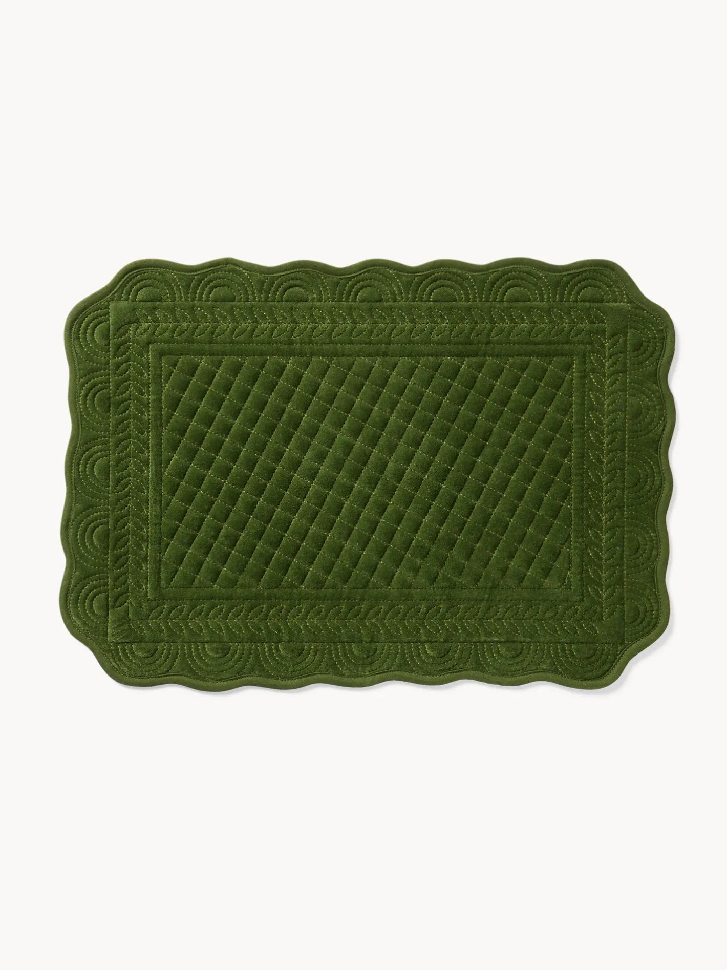 coincasa Tovagliette|Tovagliette Natalizie|Tovaglietta trapuntata in velluto di puro cotone Verde