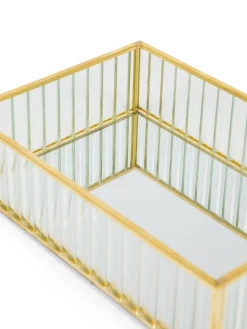 coincasa Soprammobili E Orologi|Vassoio decorativo vetro bordi dorati Oro