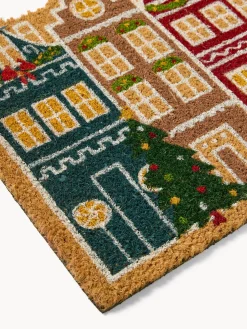 coincasa Zerbini|Altre Decorazioni Natalizie|Zerbino in cocco sagomato con stampa casette Multicolor